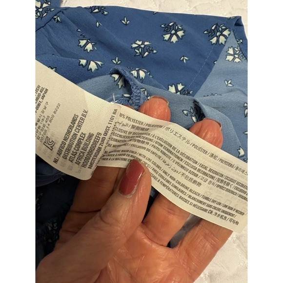 Abercrombie And Fitch Women's Strappy Peplum Top, M, Blue And White Floral - Picture 7 of 8